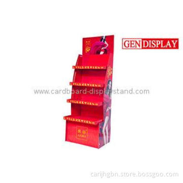 4 Tier Corrugated Cardboard Product Display Stands For Beve